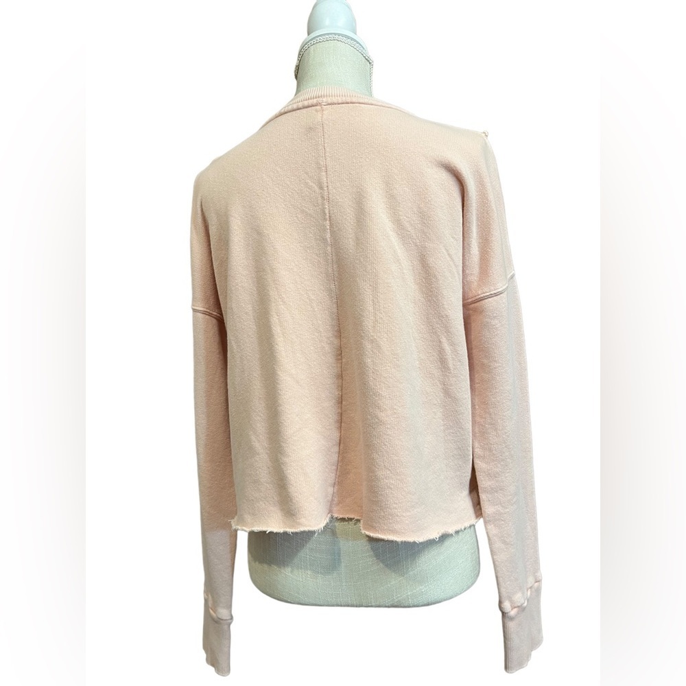 FREE PEOPLE Ooh La Ruffled Oversized Pullover Sweatshirt in Ballet Pink EUC - Picture 9 of 16